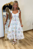 Garden Windowpane Dress Ivory