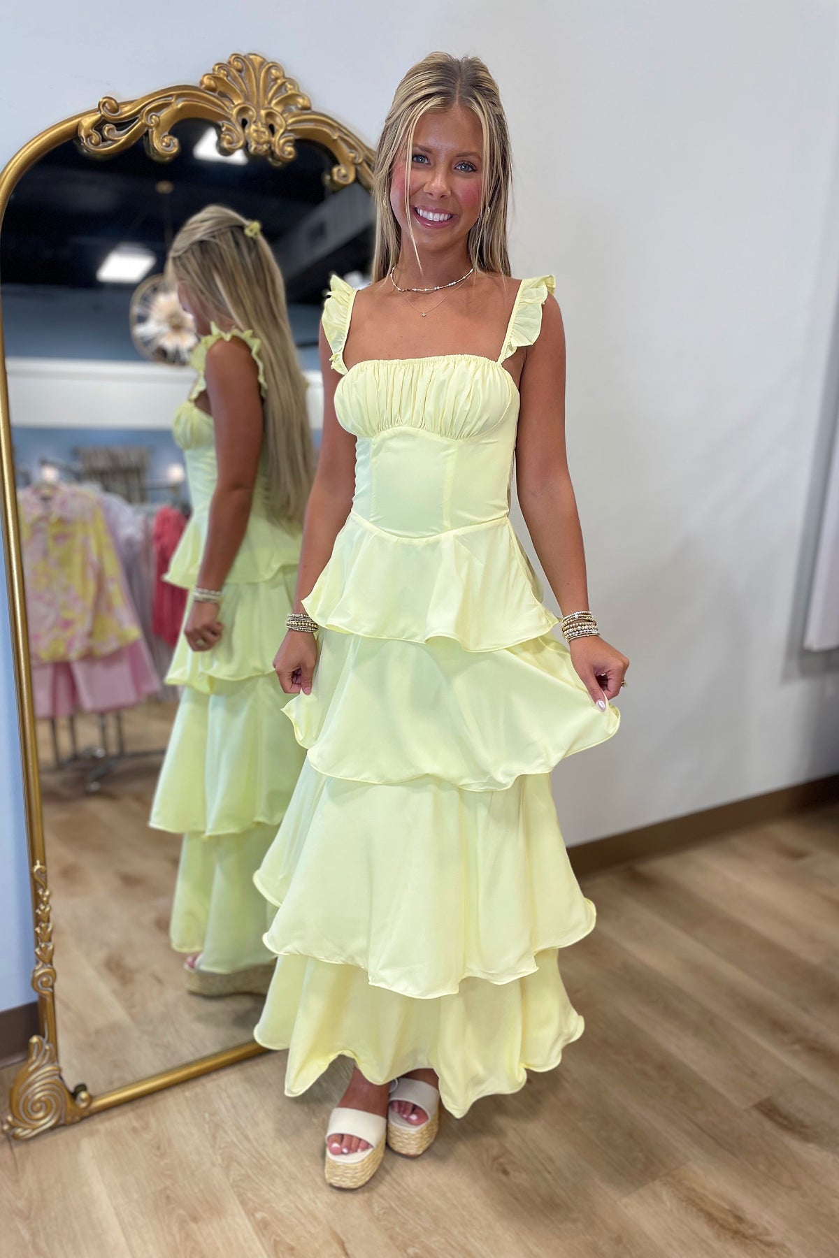 Lemon Cream Maxi Dress