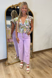 Pearl Accented Wide Leg Jean Lavender