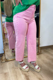 Pearl Accented Wide Leg Jean Pink