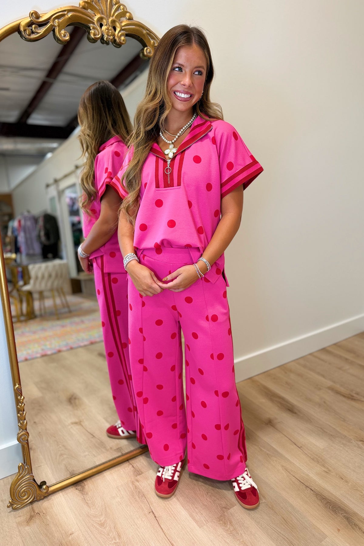 Dot the Day Pant Set Pink