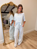 Blue Sky Stripe 2 Piece Pant Set