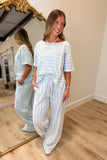 Blue Sky Stripe 2 Piece Pant Set
