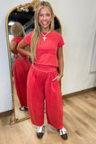 Walker Wide Leg Pant Set Red