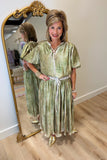 Heirloom Pleats Puff Sleeve Top Olive