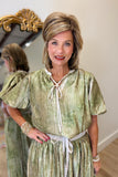 Heirloom Pleats Puff Sleeve Top Olive