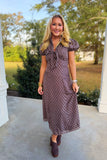 Thankful Heart V Neck Maxi Dress Brown