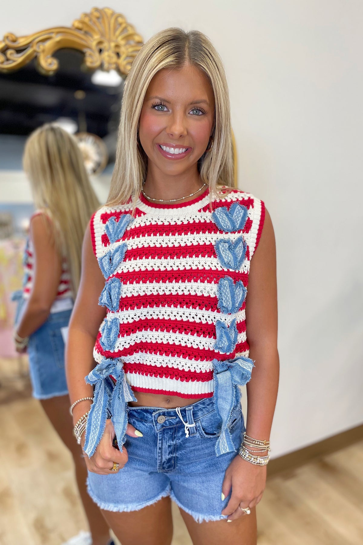 Flag Fever Knit Vest Red