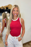 RD Style Maria Ribbed Tank Red
