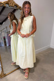 Golden Glow Pleated Skirt Set Yellow