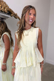 Golden Glow Pleated Skirt Set Yellow