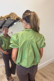 Cute as a Button Bubble Blouse Olive
