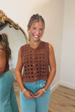 RD Style Clara Open Weave Vest Chocolate