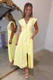 Stella 2 Front Zip Midi Dress Yellow
