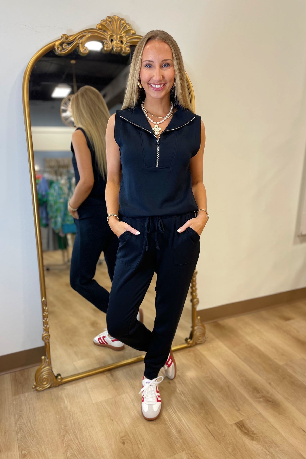 Softies Puredream 1/4 Zip Jogger Set Black