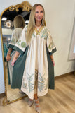 Bohemian Bliss Embroidered Dress Green