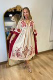 Bohemian Bliss Embroidered Dress Burgundy