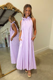 Six Months Later Gingham Maxi Dress Lavender