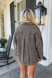 Gratitude Oversized Washed Denim Jacket Brown