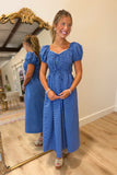 Feels Like Fall Plaid Dress Blue