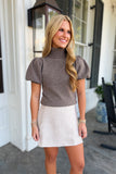 Stuffed Mock Neck Sweater Mocha