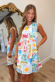 Italian Village Vibrant Sun Dress