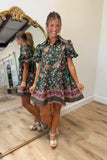 English Garden Puff Sleeve Dress Green