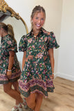 English Garden Puff Sleeve Dress Green