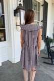 Friendsgiving Plaid Collard Dress Brown