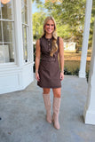 Perfect All American Belted Button Dress Brown
