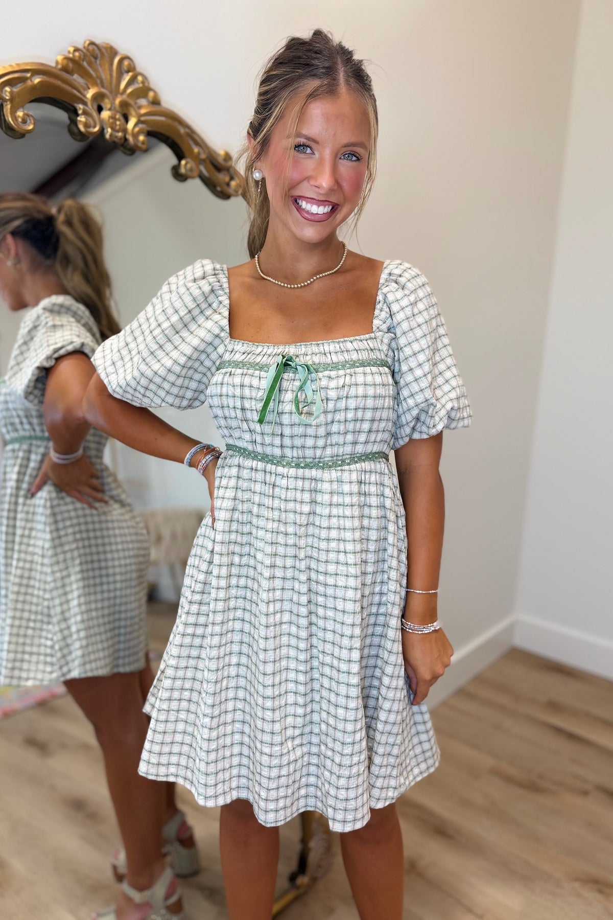 Fall Fest Plaid Dress Green