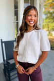 Umgee Short Sleeve Sweater Cardigan Cream
