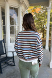 Stylish Stripes Button Cardigan Blue