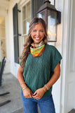 Delaney Drop Shoulder Cable Knit Sweater Hunter Green