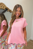 Summer Waves Knit Sweater Top Coral