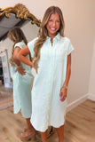 RD Style Georgia Double Weave Stripe Gauze Dress Mint