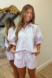 Fairway Social Striped Short Set Pink Green
