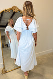 Darling Day V Neck Maxi Dress Blue