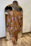 Umgee Fall Floral Corduroy Dress Camel