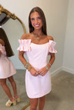 Ruffled Rhythm Off the Shoulder Dress Pink