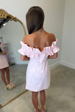 Ruffled Rhythm Off the Shoulder Dress Pink
