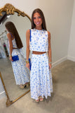 Fields of Floral Midi Skirt Set Blue