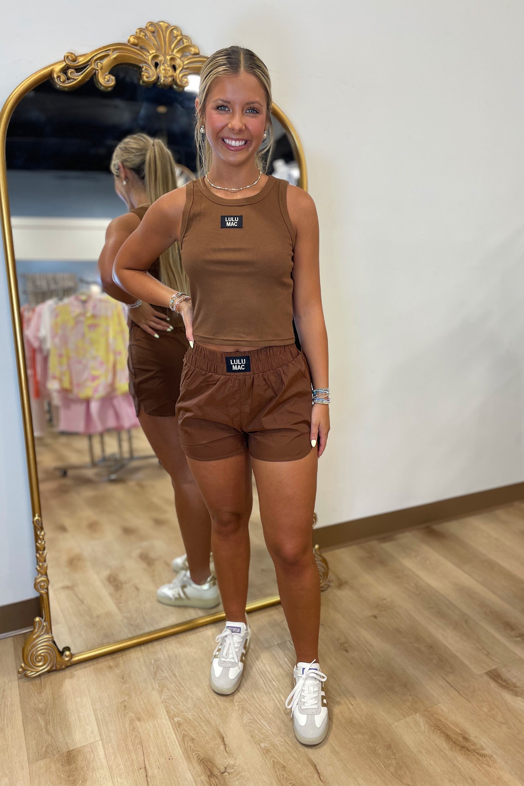 Brown Lulu Mac Solid Tank Tops