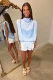 Ava Draped Neck Satin Top Blue