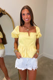Southern Saturday Puff Sleeve Top Yellow