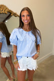 Latice Lace Blouse Blue