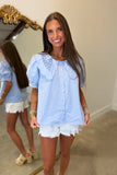 Latice Lace Blouse Blue