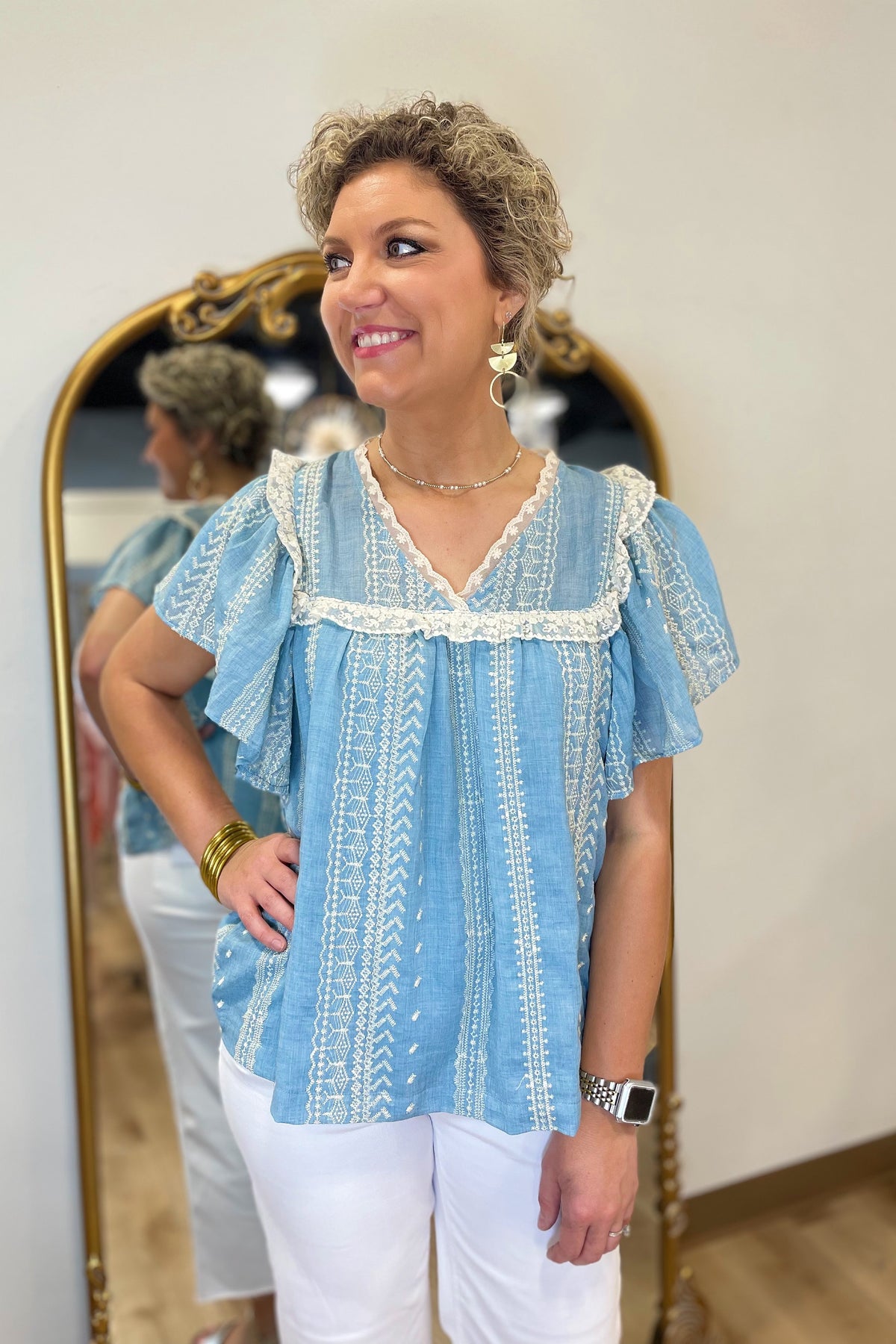 Umgee Vintage Whisper Top Blue