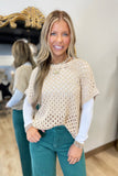 Open Knit Top Latte