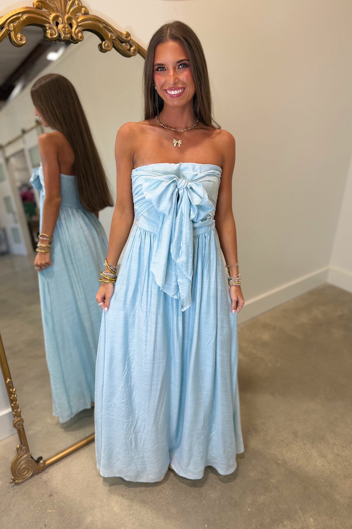 Lilly Strapless Maxi Dress Sky Blue